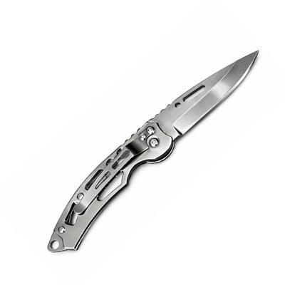 Navaja plegable EDC de acero inoxidable, 9 cm cerrada, con clip y orificio para cordón