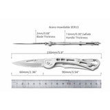 Navaja plegable EDC de acero inoxidable, 9 cm cerrada, con clip y orificio para cordón — imagen 3 de 4