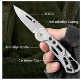 Navaja plegable EDC de acero inoxidable, 9 cm cerrada, con clip y orificio para cordón — imagen 4 de 4