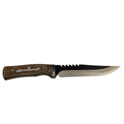 Cuchillo multifuncional con sierra y mango de madera con funda