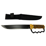 Cuchillo boxer con mango estilo asta, protector nudillera y funda de tela — imagen 2 de 4