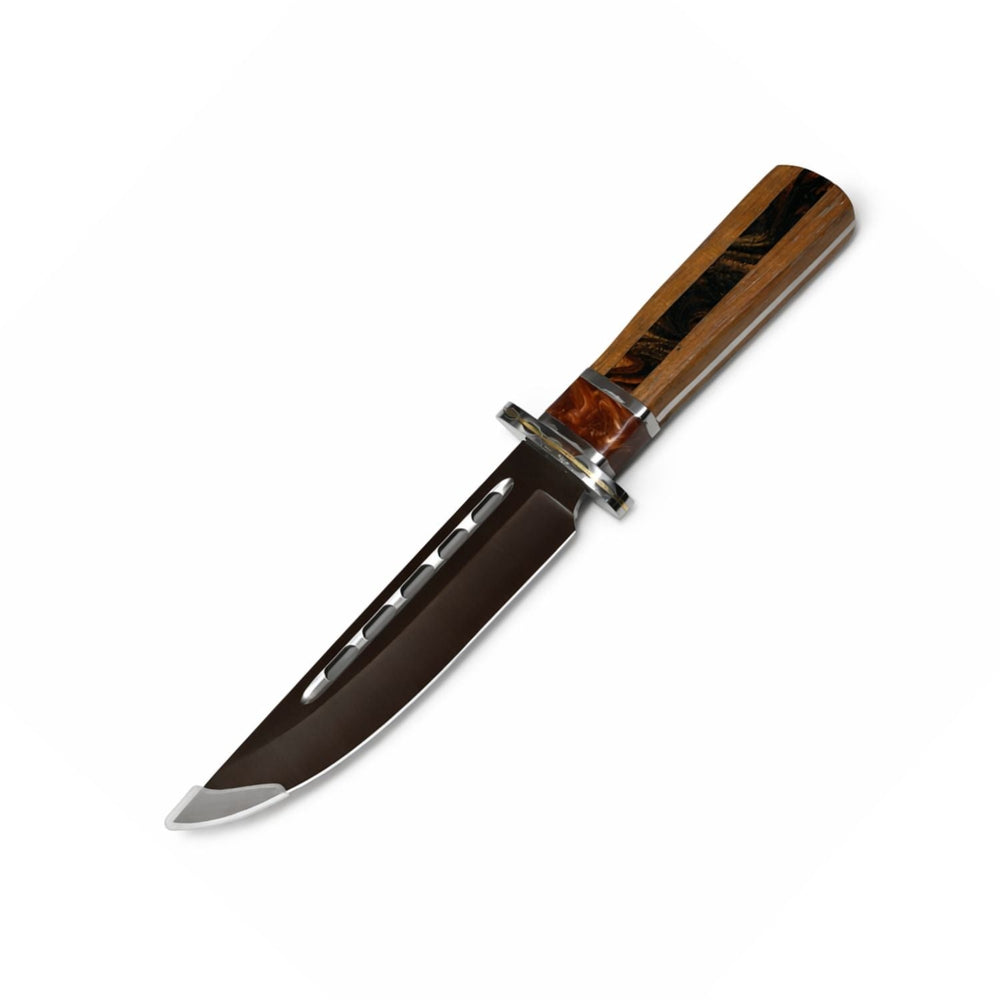 Cuchillo Bowie de 34 centímetros con mango de madera y funda de tela