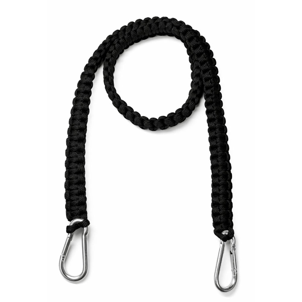 Correa de paracord de 77 cm con mosquetones metálicos en ambos extremos