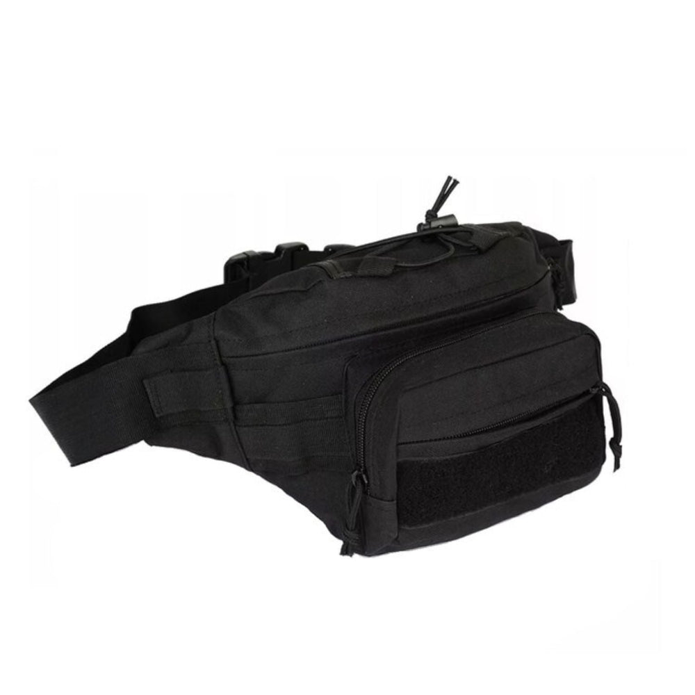 Cangurera impermeable con varios compartimentos en color negro