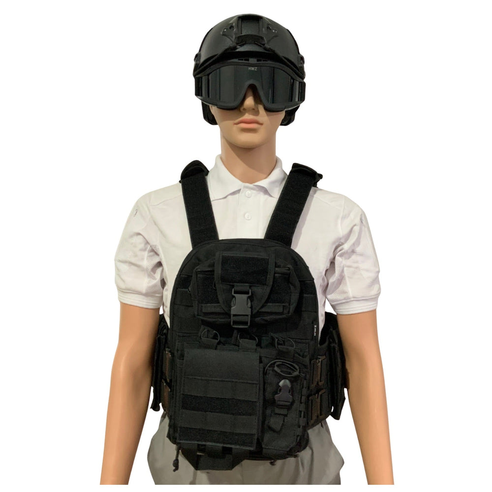Chaleco porta placas acolchado con sistema MOLLE y bolsas desmontables