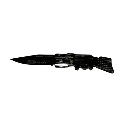 Navaja plegable táctica de 17 cm con hoja drop point y acabado negro mate
