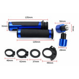 Puños de moto con slider y contrapesos antivibración en azul y negro — imagen 3 de 5