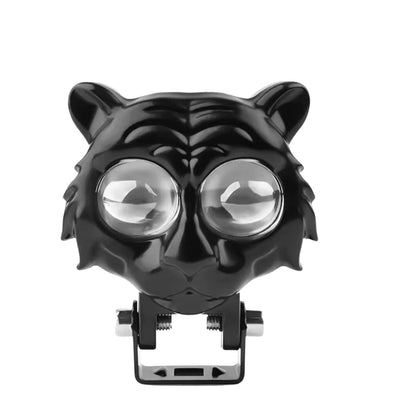 Faro LED auxiliar diseño tigre con doble lente lupa, luz blanca y amarilla para moto