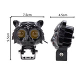 Faro LED auxiliar diseño tigre con doble lente lupa, luz blanca y amarilla para moto — imagen 2 de 7