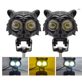 Faro LED auxiliar diseño tigre con doble lente lupa, luz blanca y amarilla para moto — imagen 6 de 7
