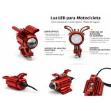 Faro auxiliar LED para manubrio de moto con lente óptica y carcasa de aluminio — imagen 3 de 5