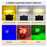 Faro LED tipo búho con tira RGB multicolor y función DRL para moto eléctrica — imagen 7 de 7