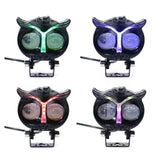 Faro LED tipo búho con tira RGB multicolor y función DRL para moto eléctrica — imagen 3 de 7