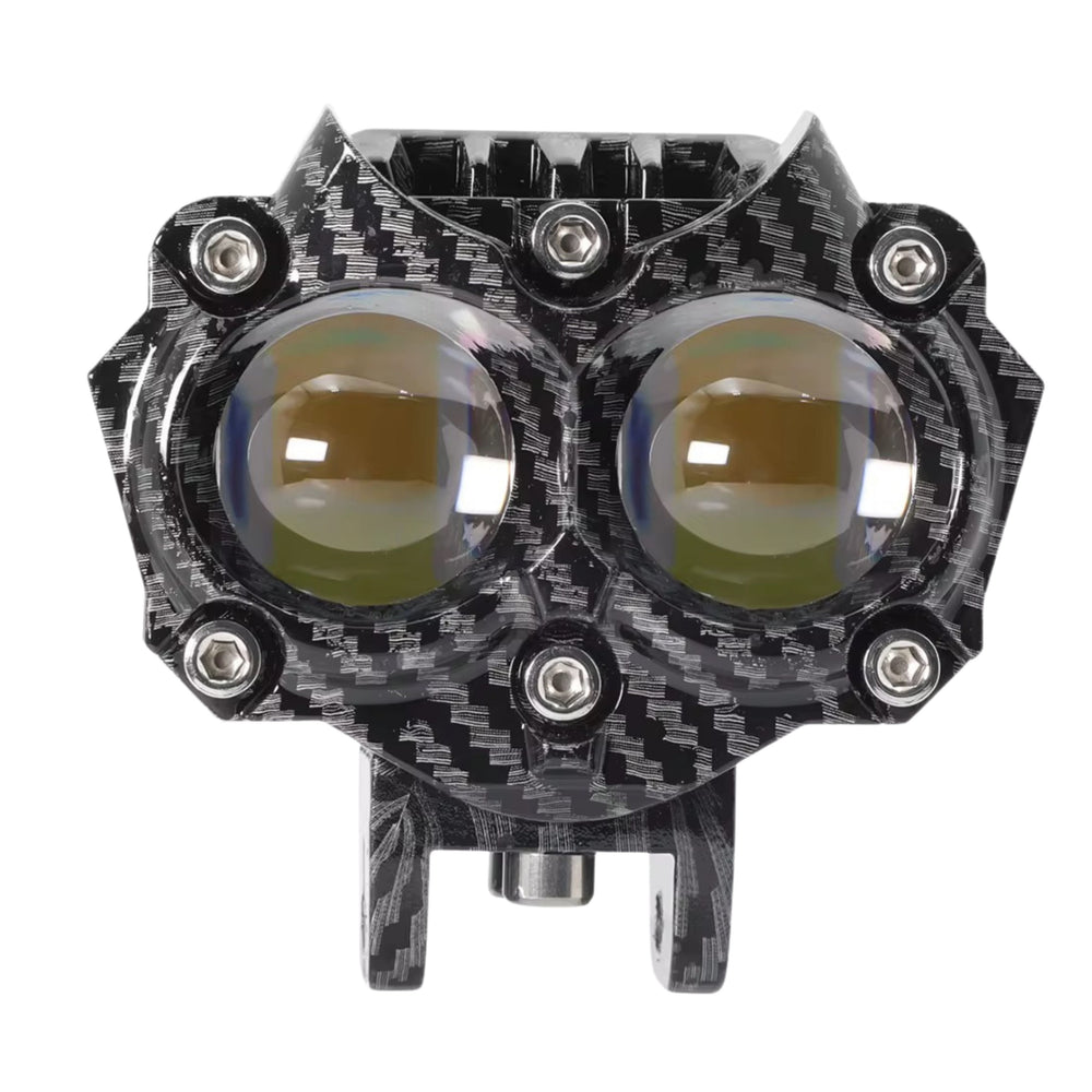 Faro antiniebla auxiliar doble lente para moto con luz blanca y ámbar en 3 modos