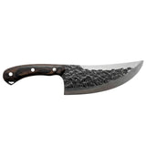 Cuchillo de campamento con hoja curva forjada y funda de cuero — imagen 1 de 4