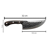 Cuchillo de campamento con hoja curva forjada y funda de cuero — imagen 3 de 4