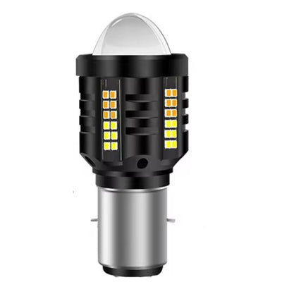 Bulbo LED BA20D con luz 360° blanca y ámbar para moto