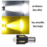 Bulbo LED BA20D con luz 360° blanca y ámbar para moto — imagen 3 de 9