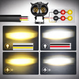 Luz auxiliar LED tipo proyector doble color blanco y ámbar para motocicleta off road — imagen 3 de 4