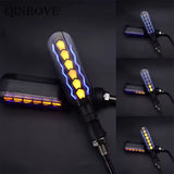 Direccionales LED tipo barra con ámbar secuencial y línea azul para moto — imagen 2 de 5