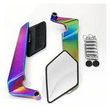 Kit de espejos retrovisores bar-end con acabado tornasol para motocicleta, incluye soportes y tornillera — imagen 3 de 5