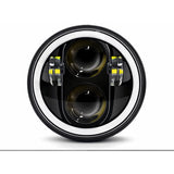 Faro LED redondo con halo DRL y direccional ámbar integrada para moto — imagen 1 de 5