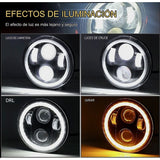 Faro LED redondo con halo DRL y direccional ámbar integrada para moto — imagen 3 de 5