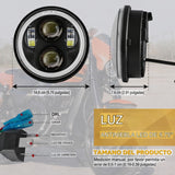 Faro LED redondo con halo DRL y direccional ámbar integrada para moto — imagen 2 de 5