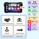 Pantalla de 5 pulgadas para moto con CarPlay y Android Auto instalada en manillar — imagen 2 de 3