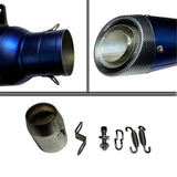 Silenciador deportivo azul tornasol estilo racing para motocicleta — imagen 3 de 4