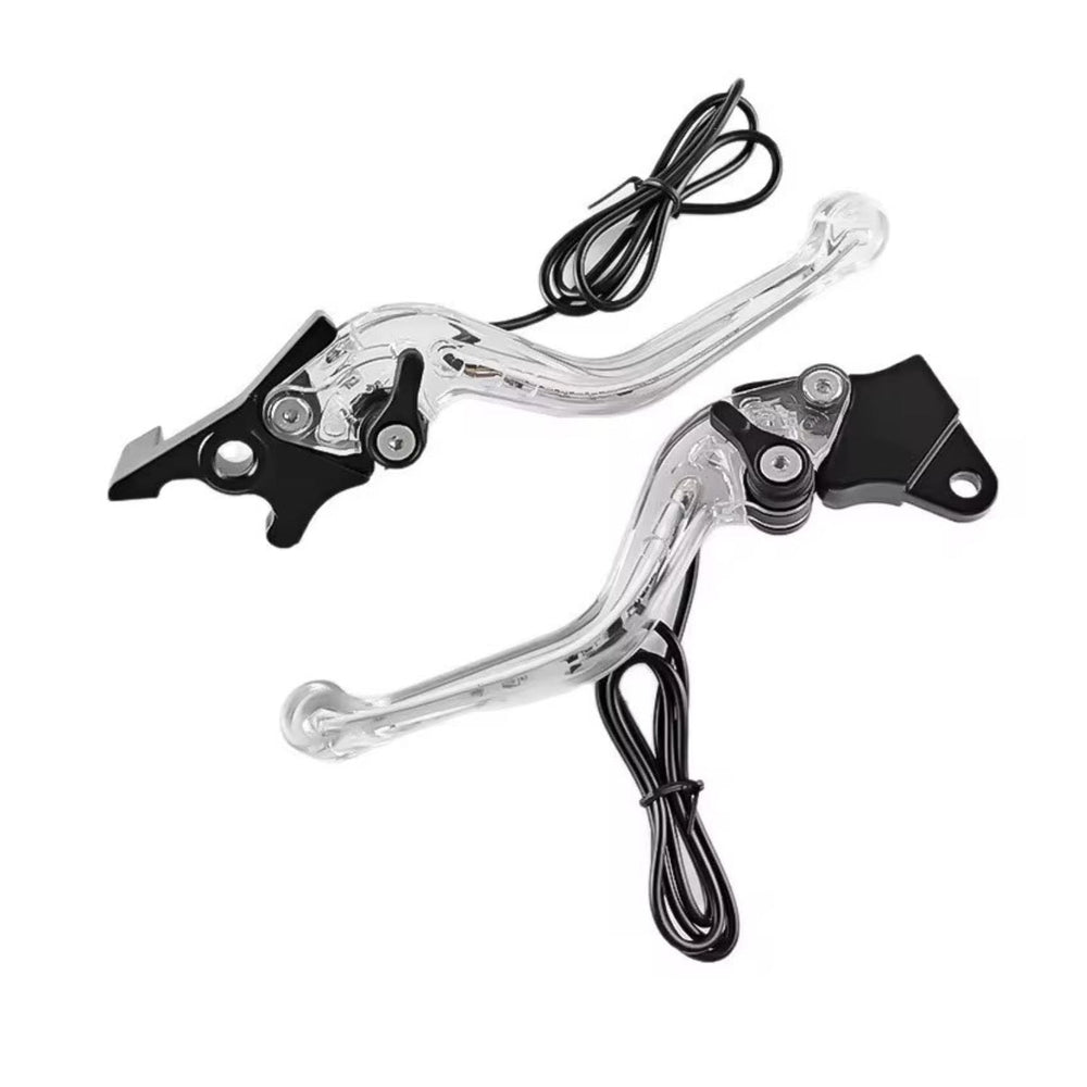 Juego de manijas de freno y clutch transparentes con luz LED para motocicleta