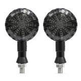 Direccionales LED circulares con lente ahumado tipo proyector para moto — imagen 1 de 4