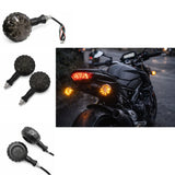 Direccionales LED circulares con lente ahumado tipo proyector para moto — imagen 3 de 4