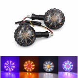 Direccionales LED circulares con lente ahumado tipo proyector para moto — imagen 2 de 4