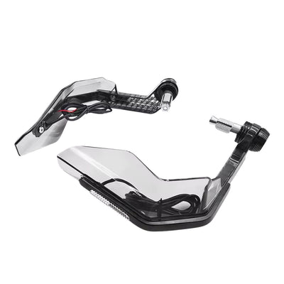 Cubremanos para moto con luz LED ámbar, protector ahumado y base metálica