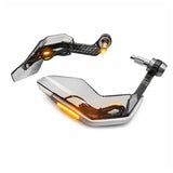Cubremanos para moto con luz LED ámbar, protector ahumado y base metálica — imagen 5 de 5