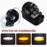 Faro LED delantero diseño skull para moto, con luz blanca y ámbar, resistente al agua — imagen 2 de 4
