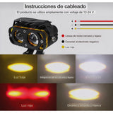 Faro LED auxiliar bicolor de 4 lentes para moto y vehículos off road, resistente al agua — imagen 2 de 4