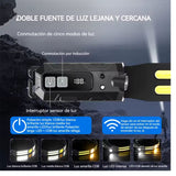 Lámpara frontal LED COB con sensor de movimiento y pantalla digital de batería — imagen 2 de 5
