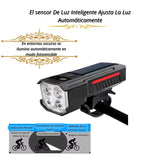 Luz delantera solar para bicicleta con sensor automático y bocina de emergencia — imagen 3 de 6