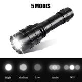 Linterna LED profesional IPX6 con carga USB y 5 modos de luz — imagen 2 de 5
