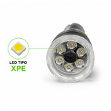 Lámpara LED XPE con luz UV, efecto patrulla y gancho mosquetón — imagen 3 de 6