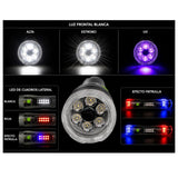 Lámpara LED XPE con luz UV, efecto patrulla y gancho mosquetón — imagen 6 de 6