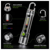 Lámpara LED XPE con luz UV, efecto patrulla y gancho mosquetón — imagen 2 de 6