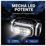 Lámpara frontal con 10 led, sensor de movimiento y efecto patrulla — imagen 3 de 4