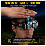 Lámpara frontal LED doble luz con sensor de movimiento e imán — imagen 3 de 5