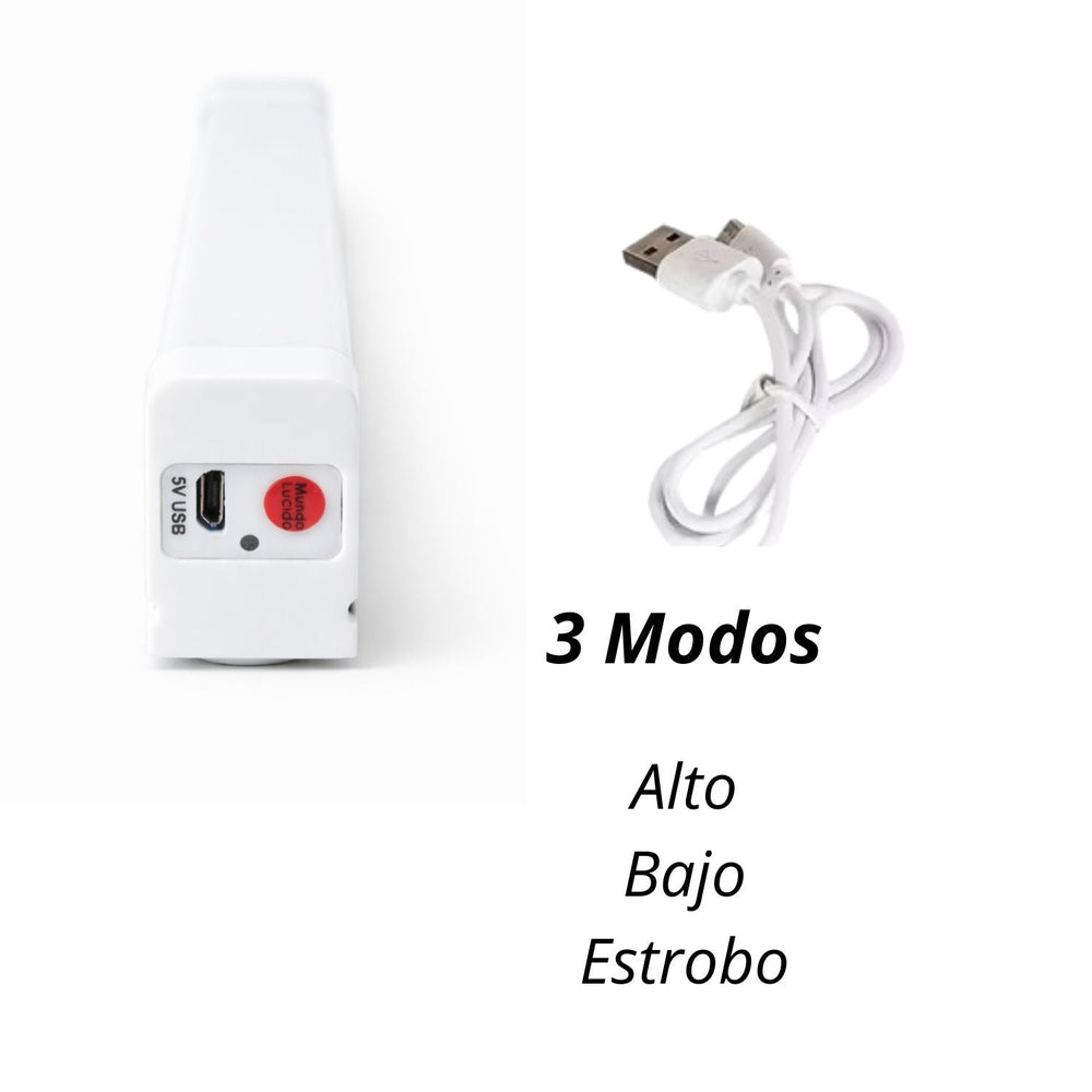 Barra de luz LED portátil recargable de 52.3 cm con gancho colgable
