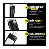 Lámpara LED portátil recargable con clip, imán y 5 modos de luz — imagen 4 de 5