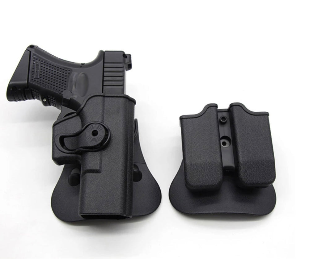 Funda para pistola Glock con porta cargador doble integrado