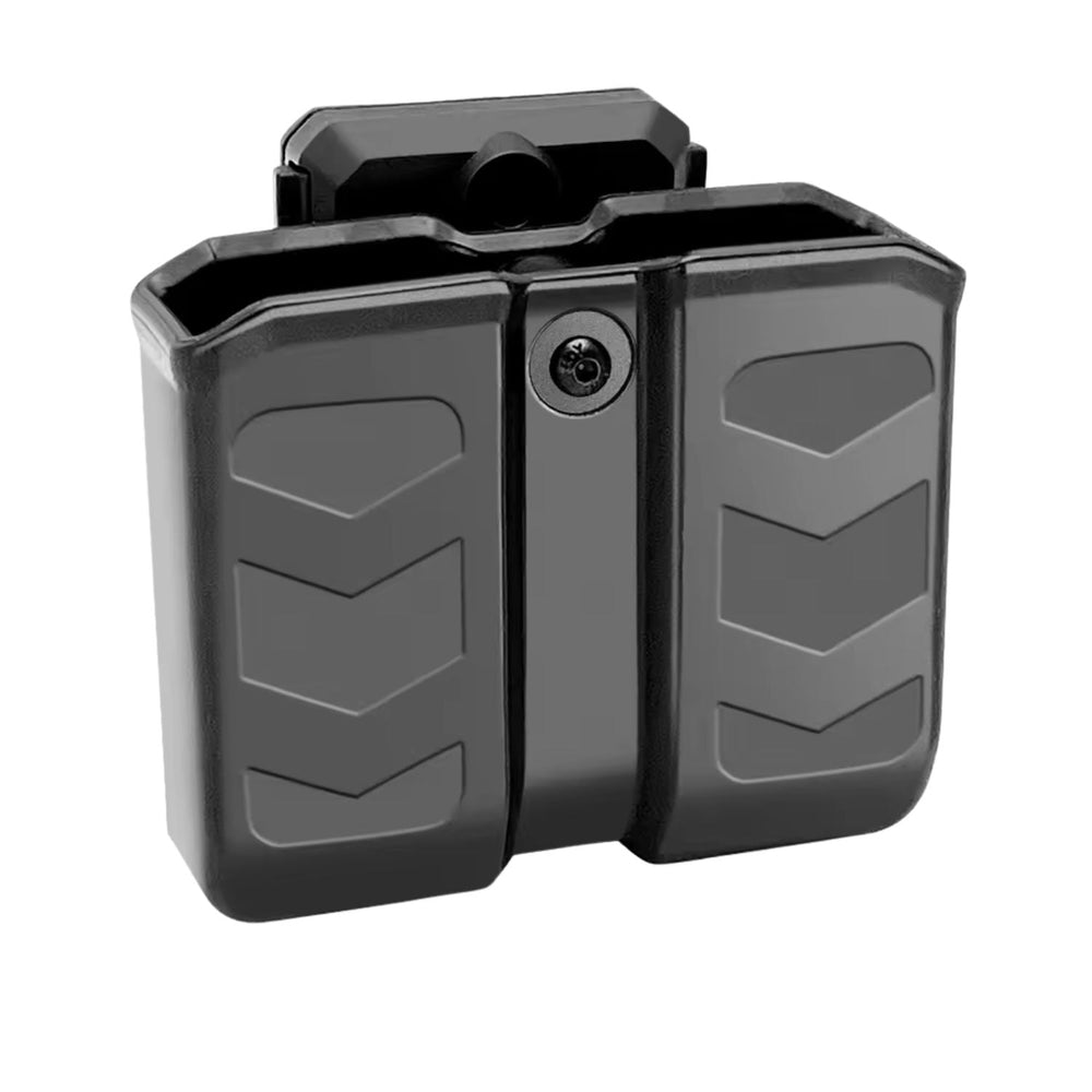 Porta cargador doble universal en polímero negro para muslera